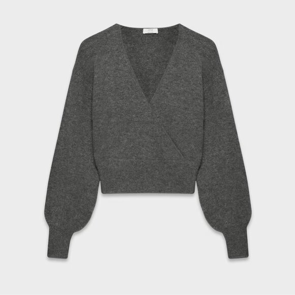 NWT Aritzia Wilfred SoftSpoke Dear Sweater in Heather Charcoal Grey - Picture 10 of 14